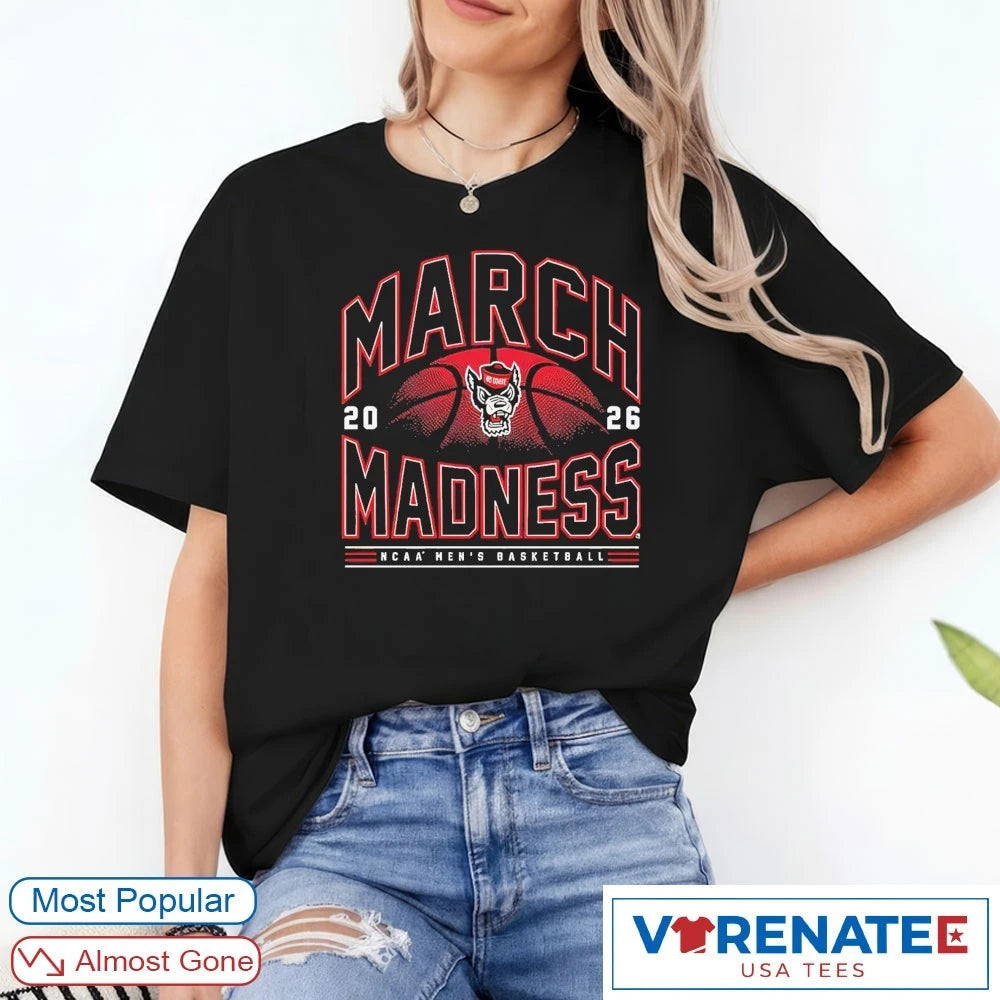 Official 2026 NCAA Men’s Basketball March Madness NC State Fan T-Shirt