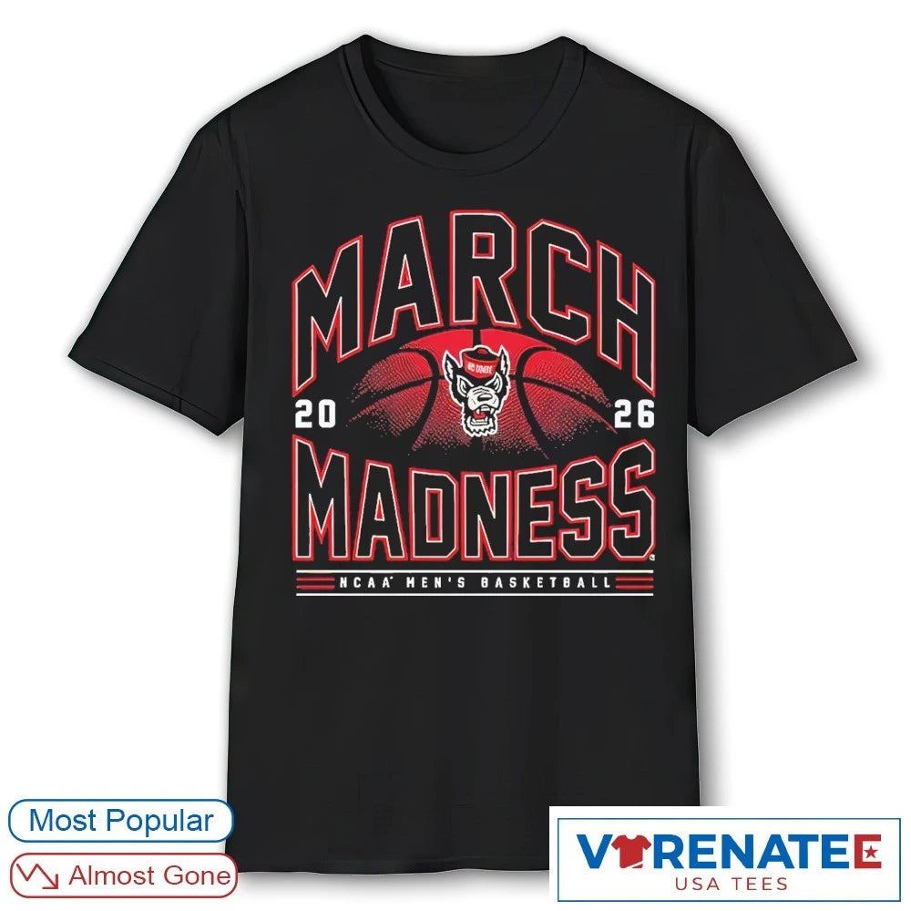 Official 2026 NCAA Men’s Basketball March Madness NC State Fan T-Shirt