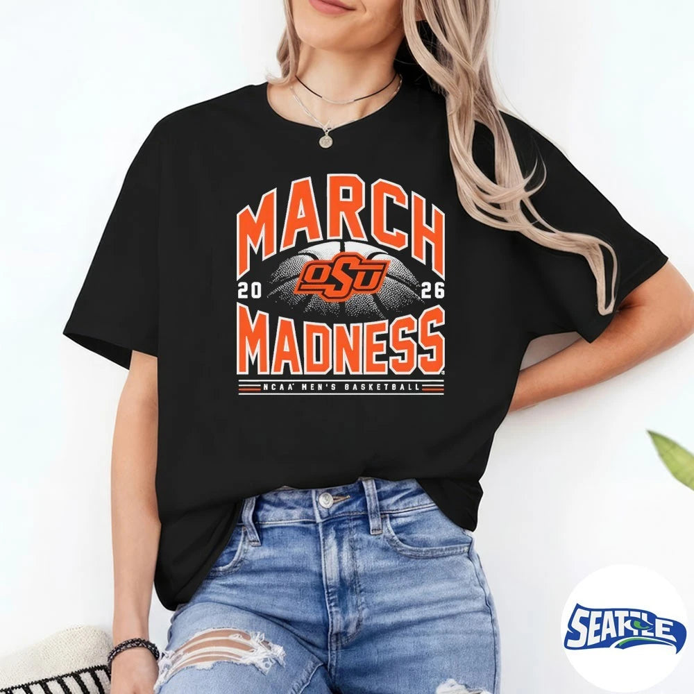 Official 2026 NCAA Men’s Basketball March Madness Oklahoma State Fan t-shirt