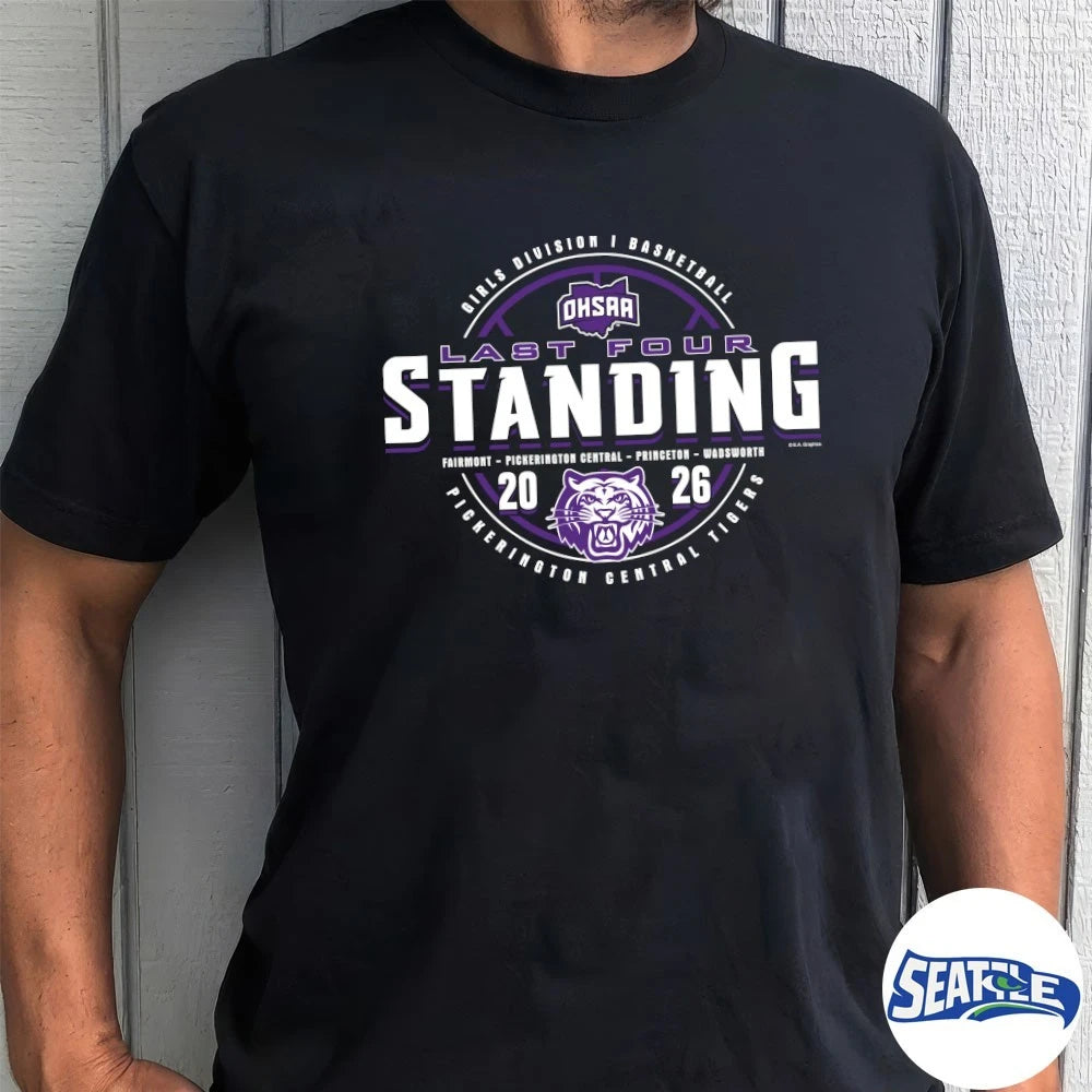 Official 2026 OHSAA Girls Basketball D1 Last Four Standing Pickerington Central Tigers t-shirt