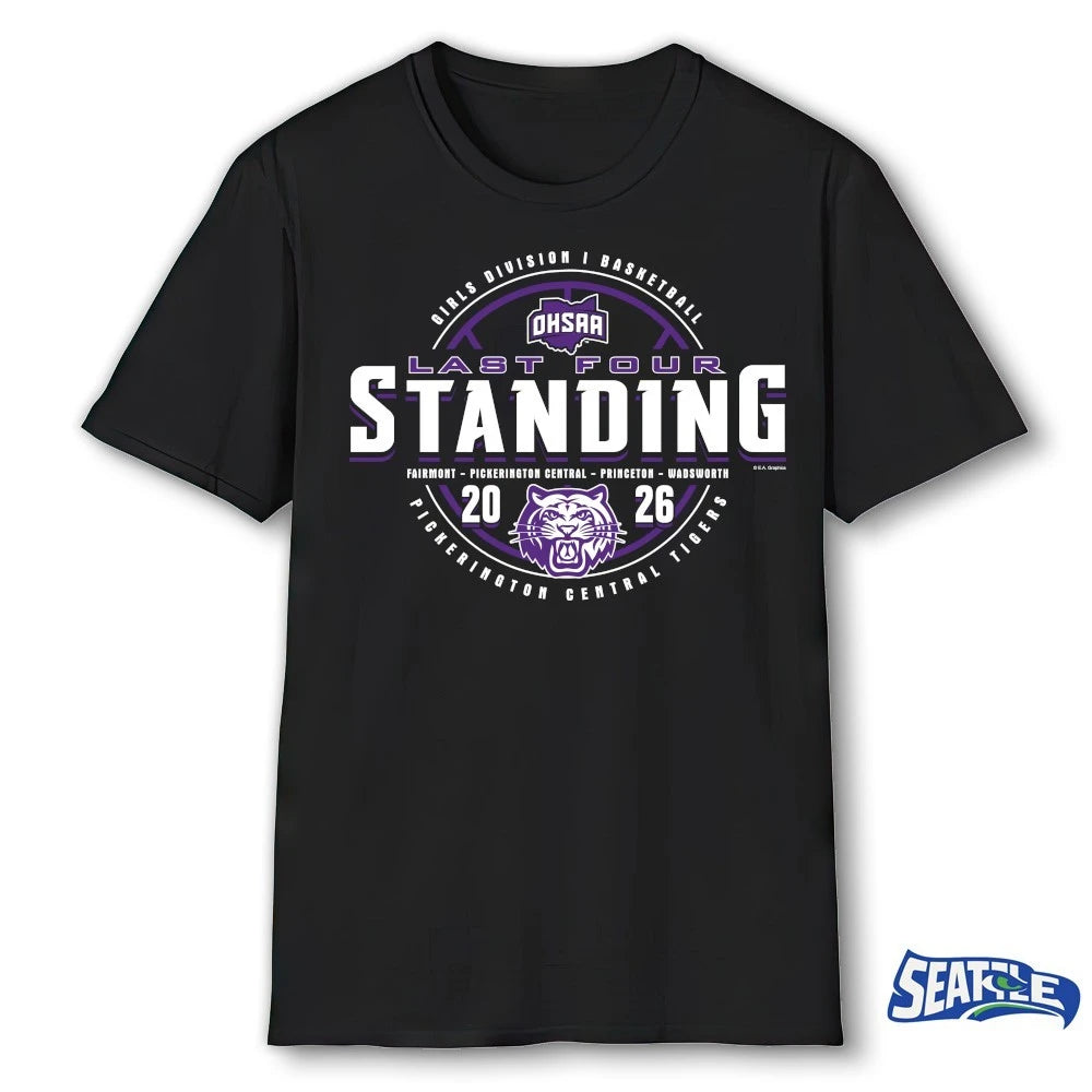Official 2026 OHSAA Girls Basketball D1 Last Four Standing Pickerington Central Tigers t-shirt