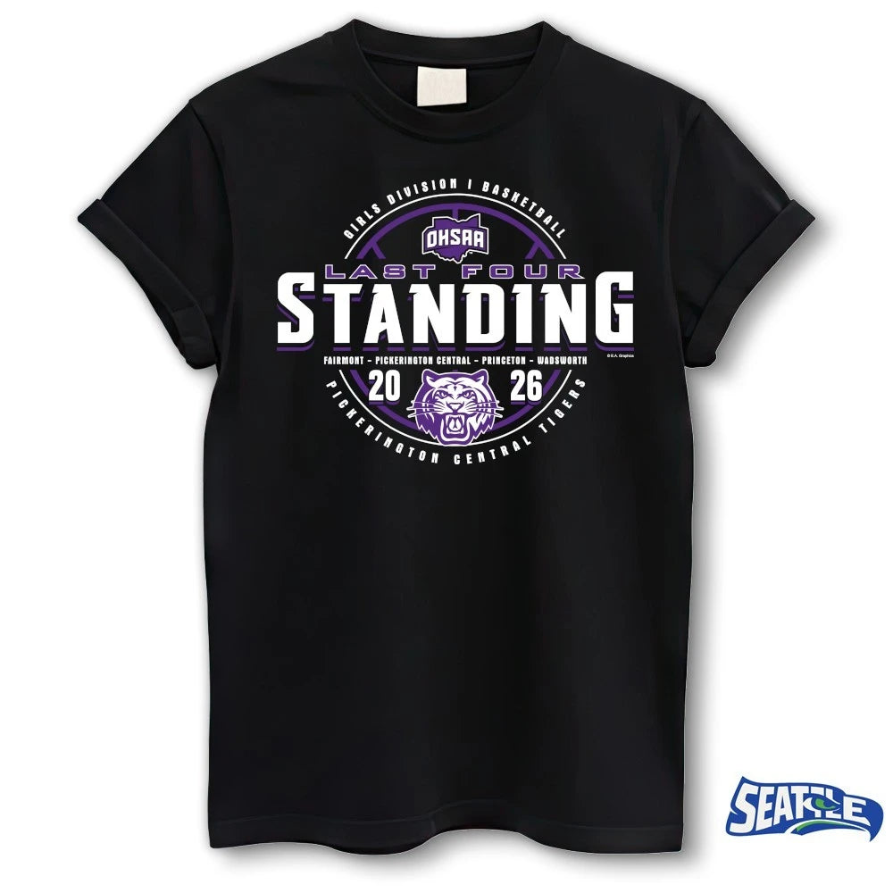 Official 2026 OHSAA Girls Basketball D1 Last Four Standing Pickerington Central Tigers t-shirt