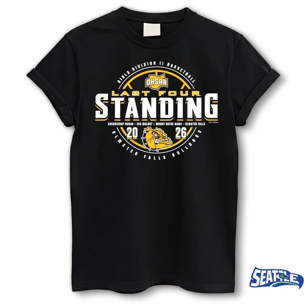 Official 2026 OHSAA Girls Basketball D2 Last Four Standing Olmsted Falls Bulldogs t-shirt
