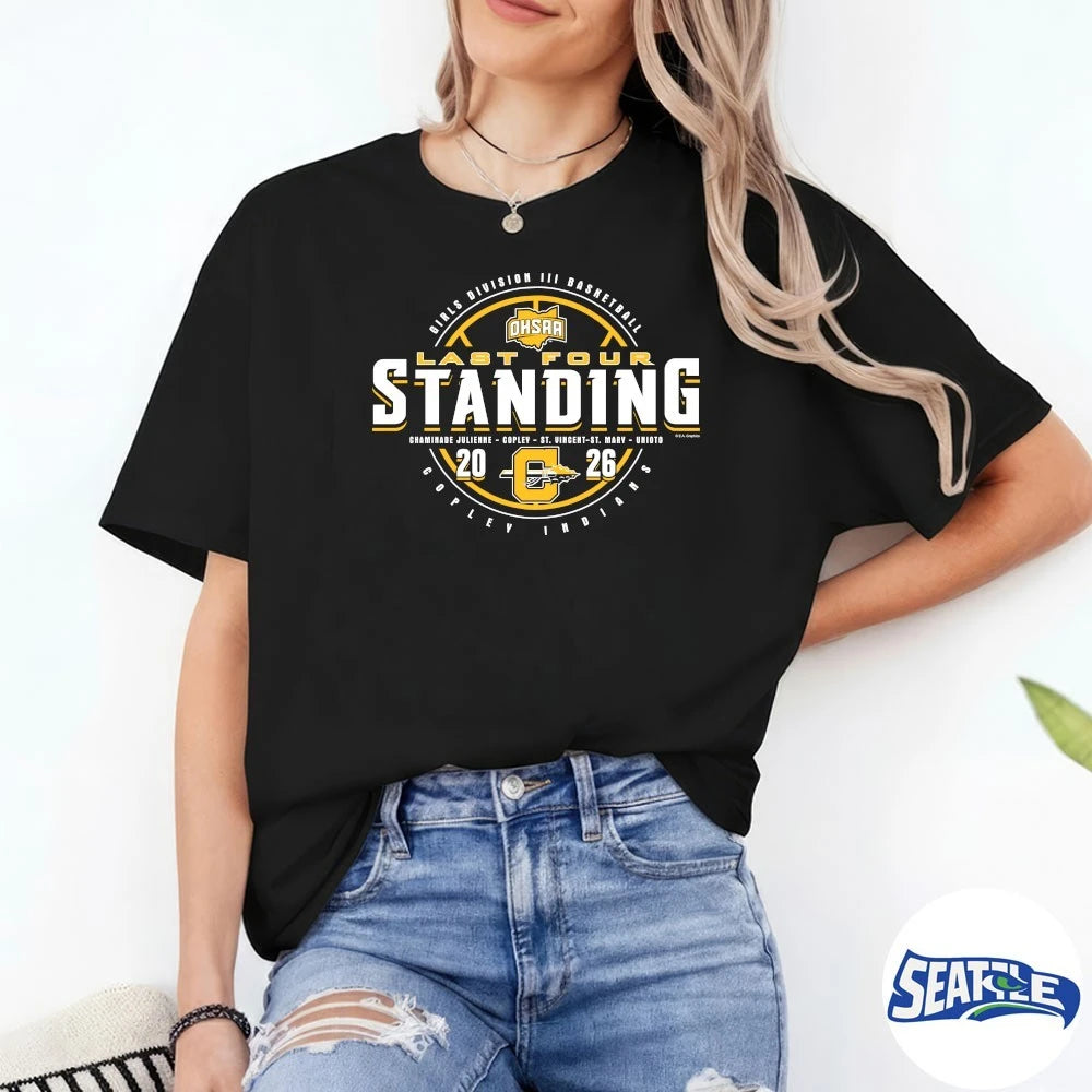Official 2026 OHSAA Girls Basketball D3 Last Four Standing Copley Indians t-shirt