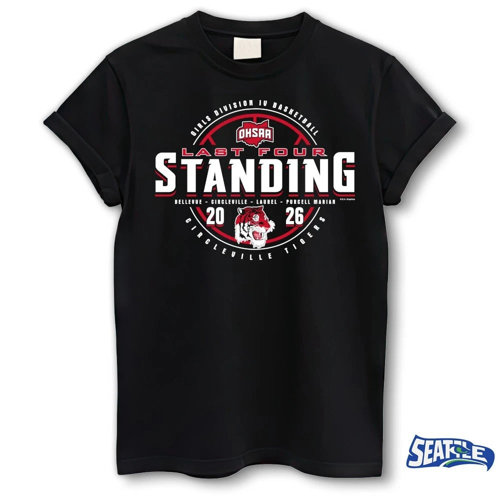 Official 2026 OHSAA Girls Basketball D4 Last Four Standing Circleville Tigers t-shirt