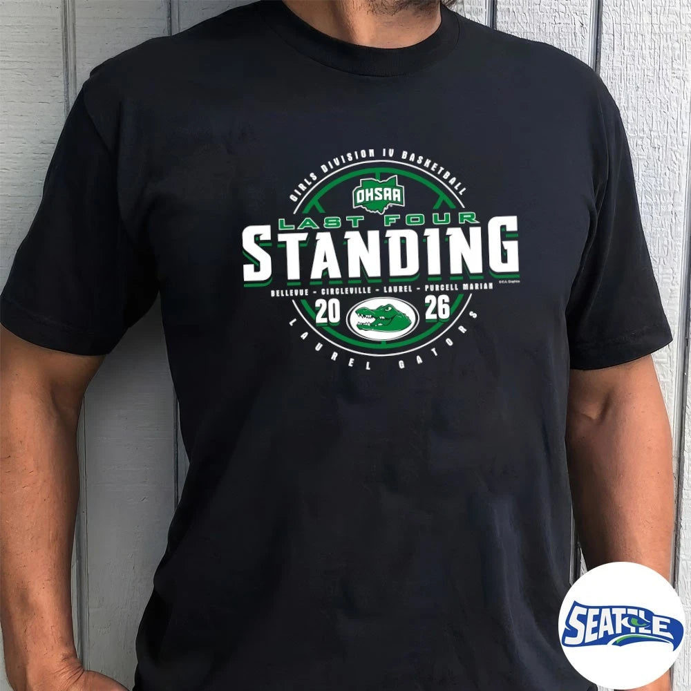 Official 2026 OHSAA Girls Basketball D4 Last Four Standing Laurel Gators t-shirt