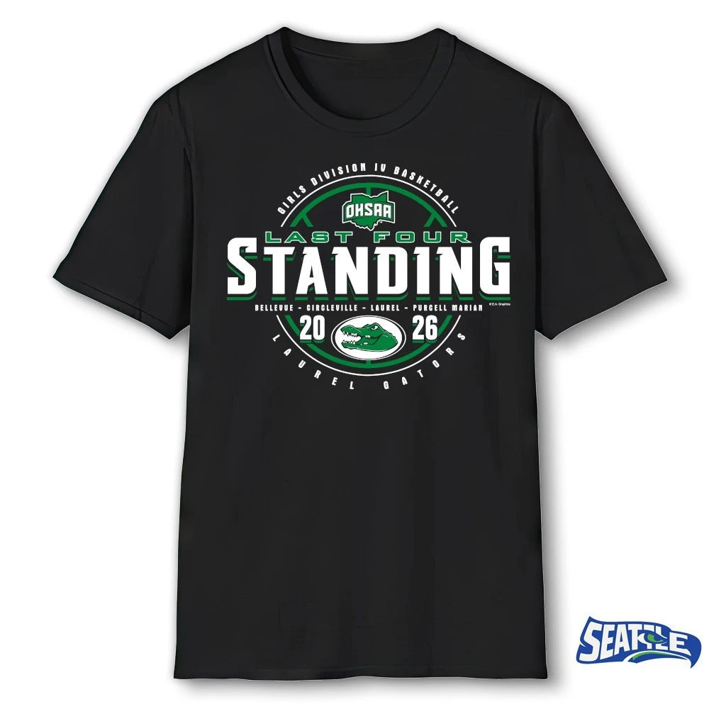 Official 2026 OHSAA Girls Basketball D4 Last Four Standing Laurel Gators t-shirt
