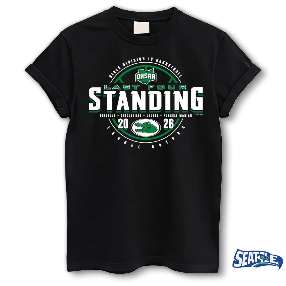Official 2026 OHSAA Girls Basketball D4 Last Four Standing Laurel Gators t-shirt