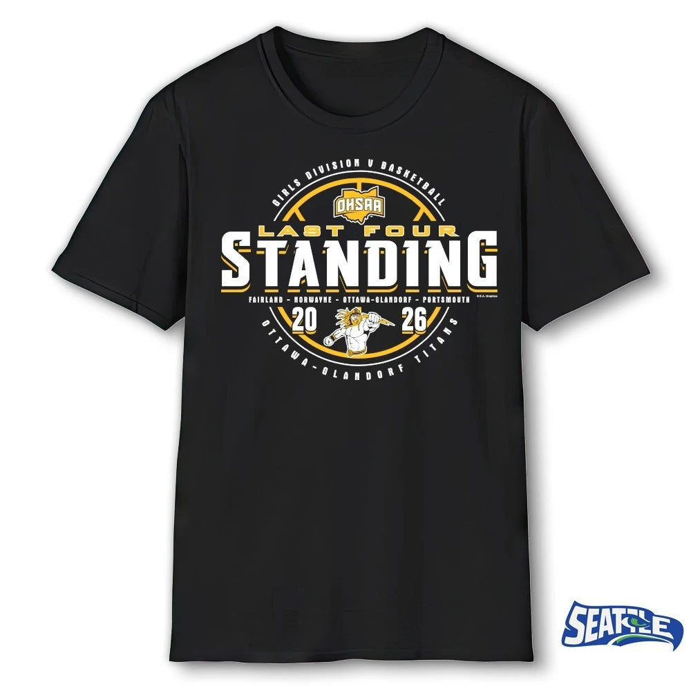 Official 2026 OHSAA Girls Basketball D5 Last Four Standing Ottawa-Glandorf Titans t-shirt