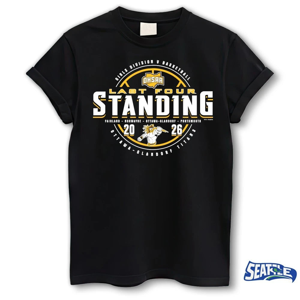 Official 2026 OHSAA Girls Basketball D5 Last Four Standing Ottawa-Glandorf Titans t-shirt