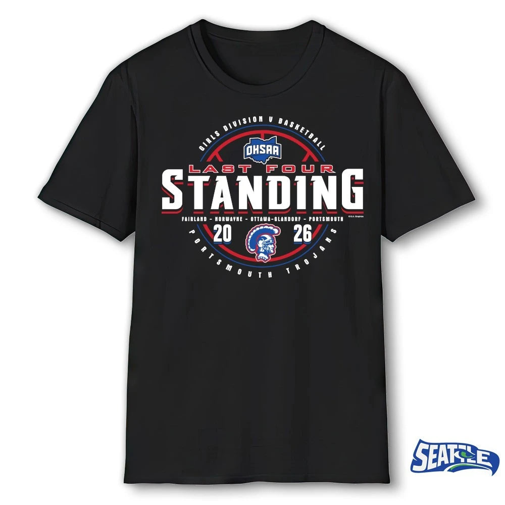 Official 2026 OHSAA Girls Basketball D5 Last Four Standing Portsmouth Trojans t-shirt