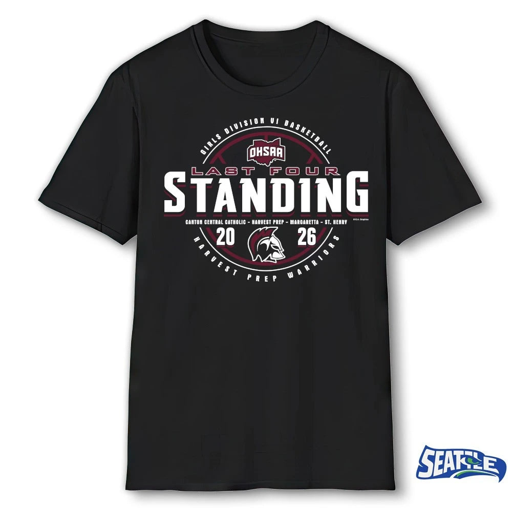 Official 2026 OHSAA Girls Basketball D6 Last Four Standing Harvest Prep Warriors t-shirt