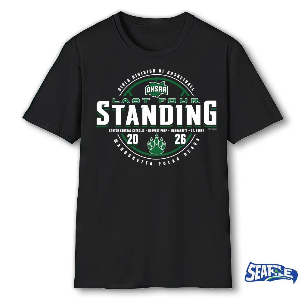Official 2026 OHSAA Girls Basketball D6 Last Four Standing Margaretta Polar Bears t-shirt