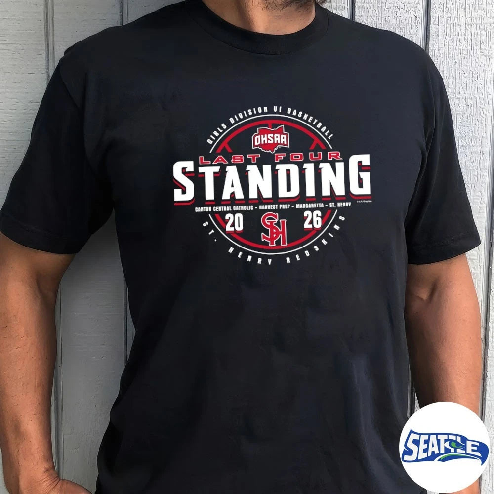 Official 2026 OHSAA Girls Basketball D6 Last Four Standing St. Henry Redskins t-shirt