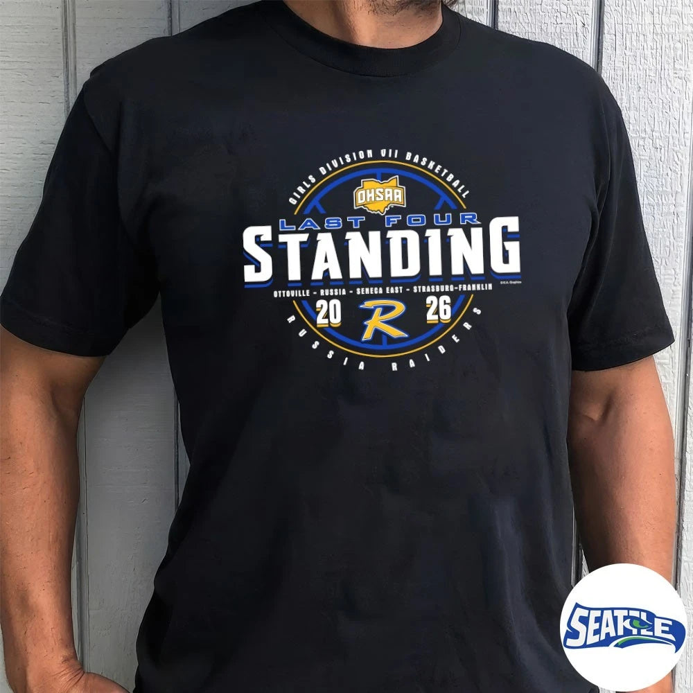 Official 2026 OHSAA Girls Basketball D7 Last Four Standing Russia Raiders t-shirt
