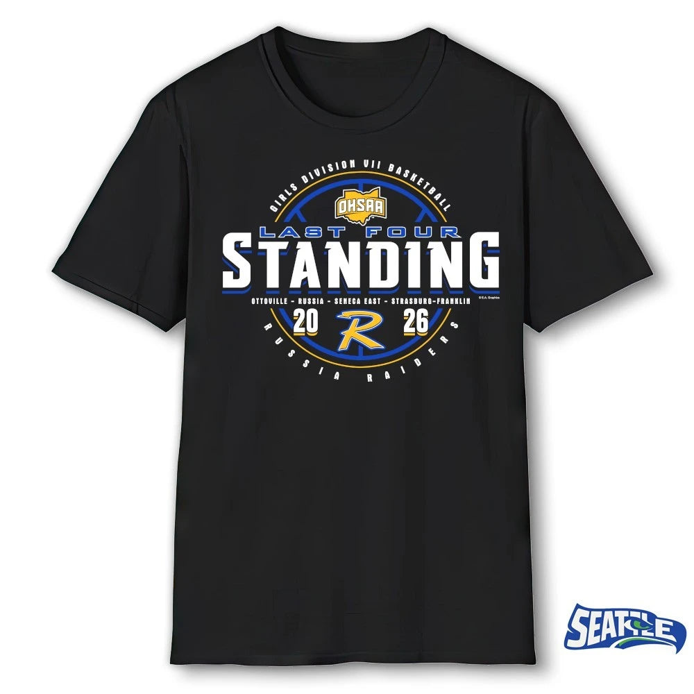 Official 2026 OHSAA Girls Basketball D7 Last Four Standing Russia Raiders t-shirt