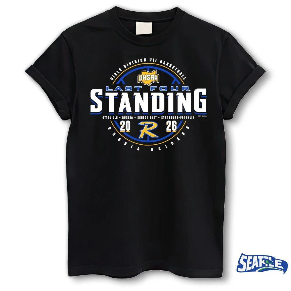 Official 2026 OHSAA Girls Basketball D7 Last Four Standing Russia Raiders t-shirt