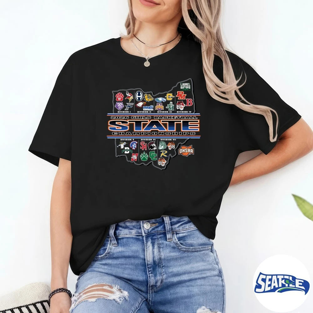 Official 2026 OHSAA Girls Basketball State Championships Logos t-shirt