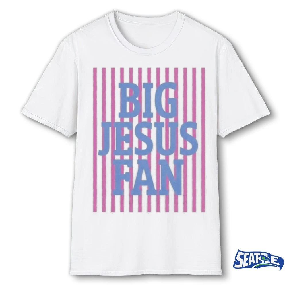 Official 2026 Striped Big Jesus Fan Preppy Christian t-shirt
