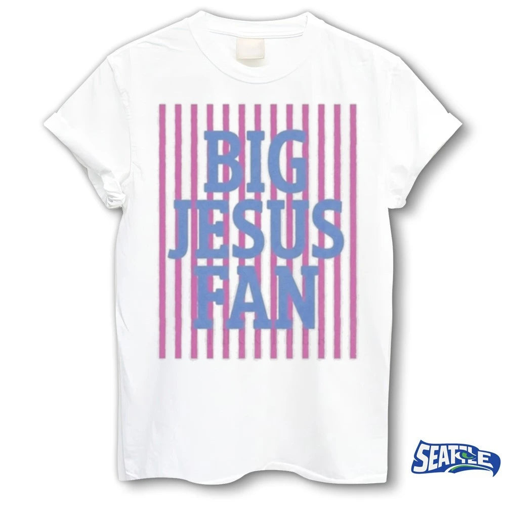 Official 2026 Striped Big Jesus Fan Preppy Christian t-shirt