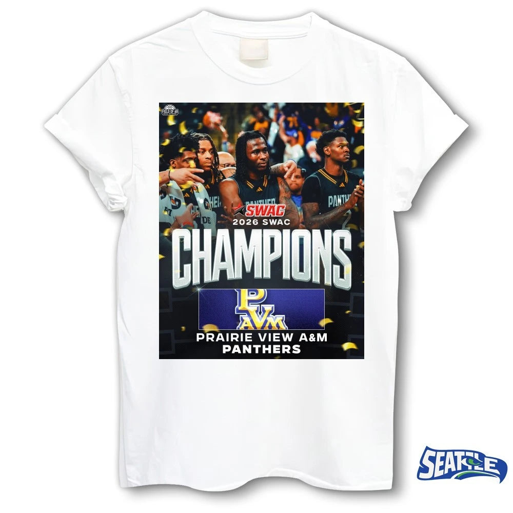 Official 2026 SWAC Champions Prairie View A&amp;M Panthers Men’s Basketball Poster t-shirt