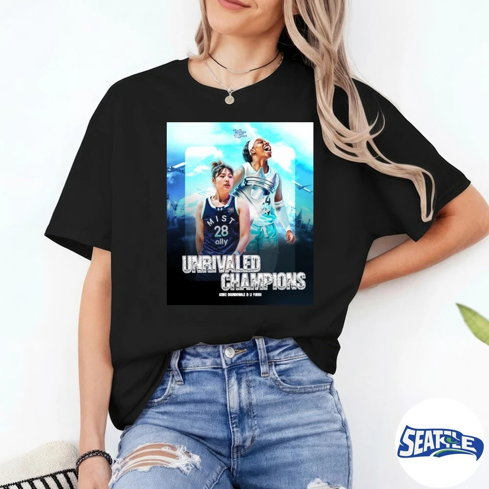 Official 2026 Unrivaled Champions Arike Ogunbowale And Li Yueru Poster t-shirt