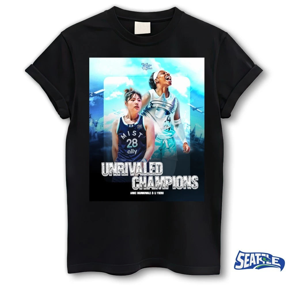 Official 2026 Unrivaled Champions Arike Ogunbowale And Li Yueru Poster t-shirt