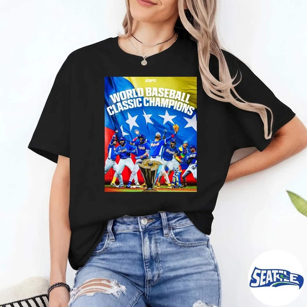 Official 2026 Venezuela Has Won The World Baseball Classic For The First Time Ever Poster t-shirt