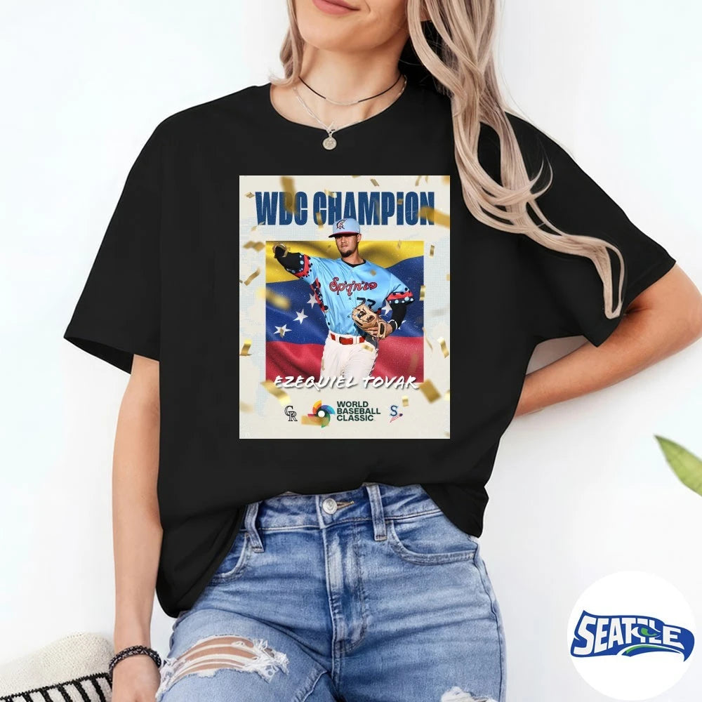 Official 2026 World Baseball Classic Champions Ezequiel Tovar Poster t-shirt