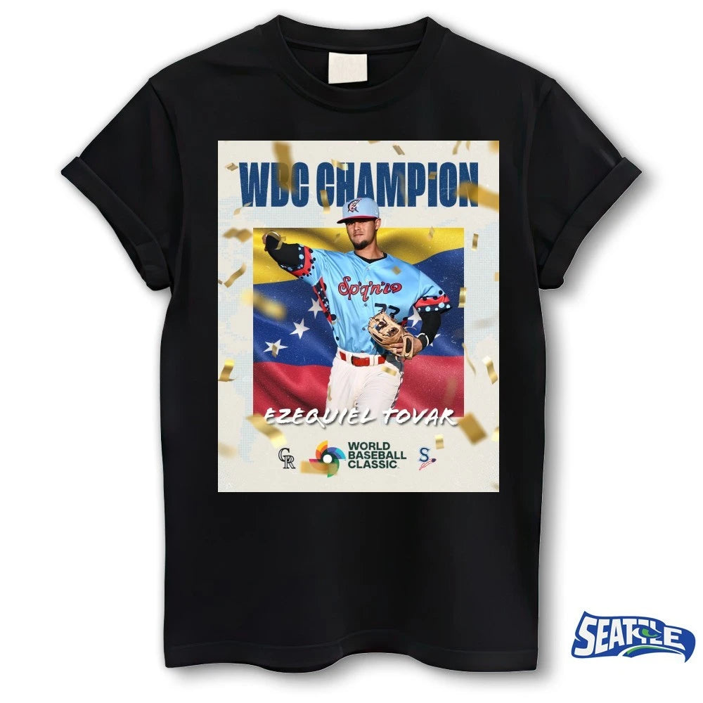 Official 2026 World Baseball Classic Champions Ezequiel Tovar Poster t-shirt
