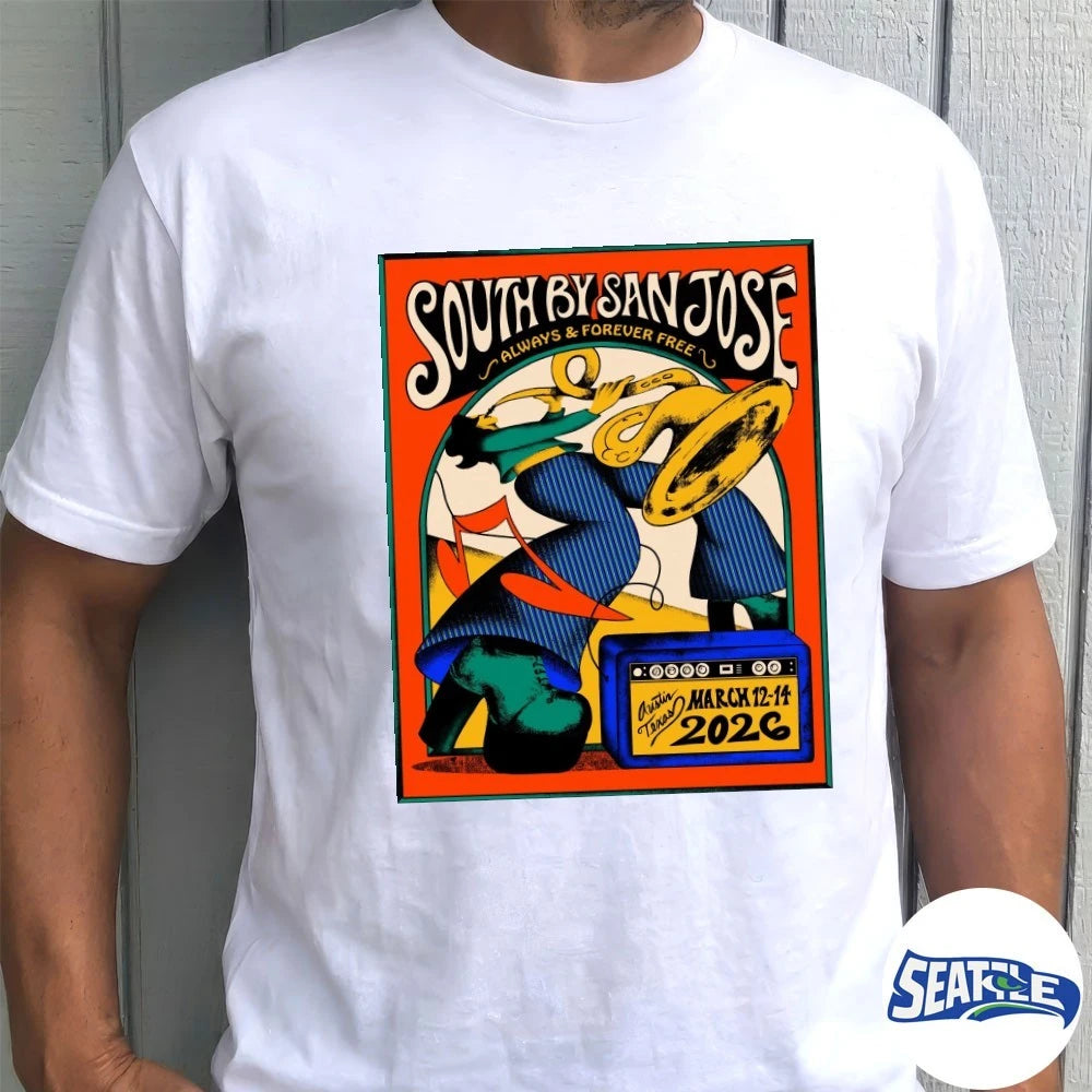 Official 27th Annual South By San José 2026 March 12-14 In Austin TX Poster t-shirt
