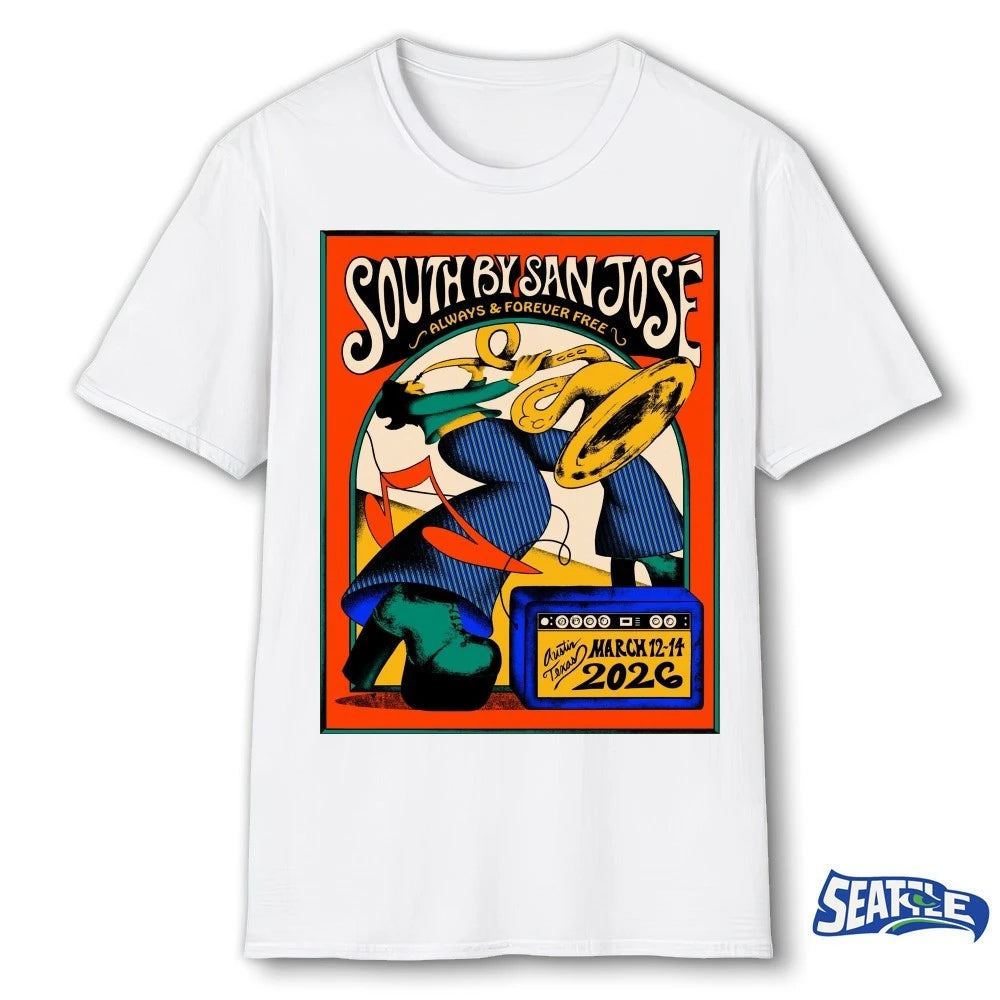 Official 27th Annual South By San José 2026 March 12-14 In Austin TX Poster t-shirt