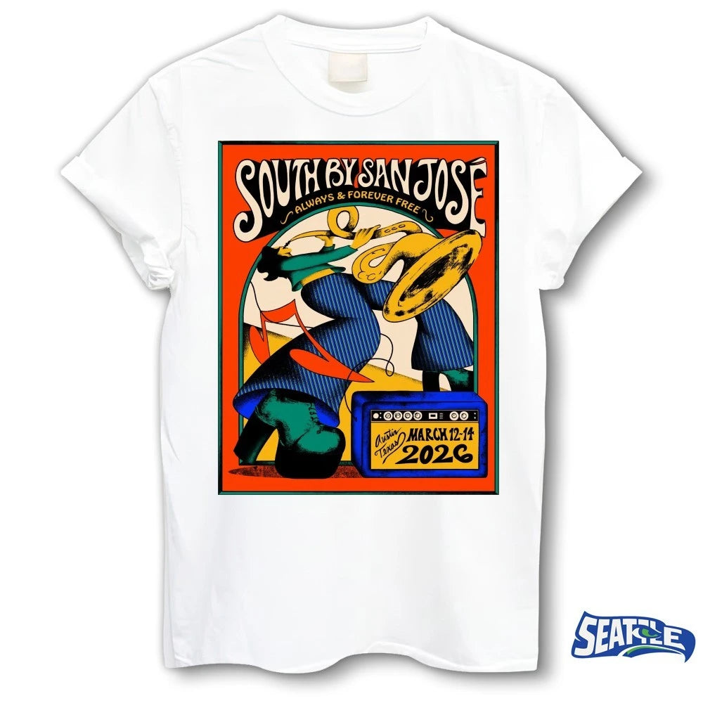 Official 27th Annual South By San José 2026 March 12-14 In Austin TX Poster t-shirt