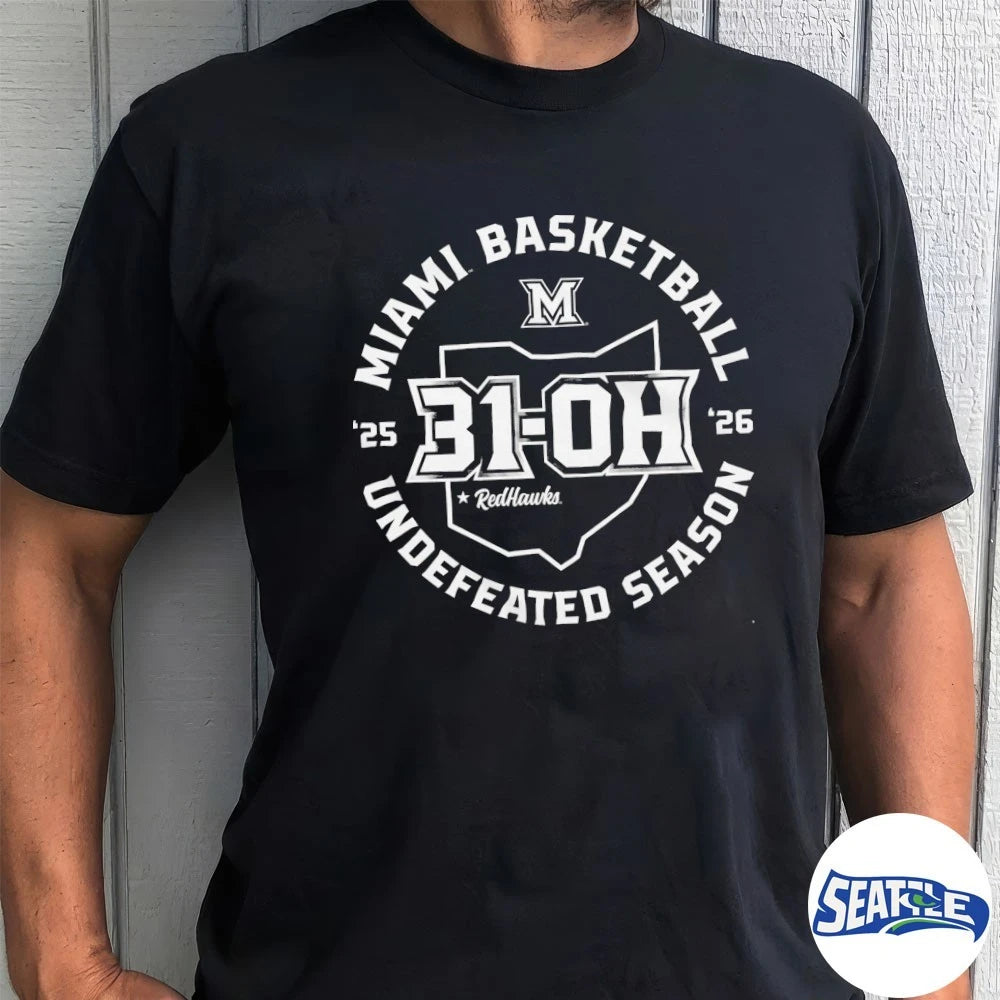 Official 31-OH Miami Redhawks University Basketball Undefeated Season 2025-26 t-shirt