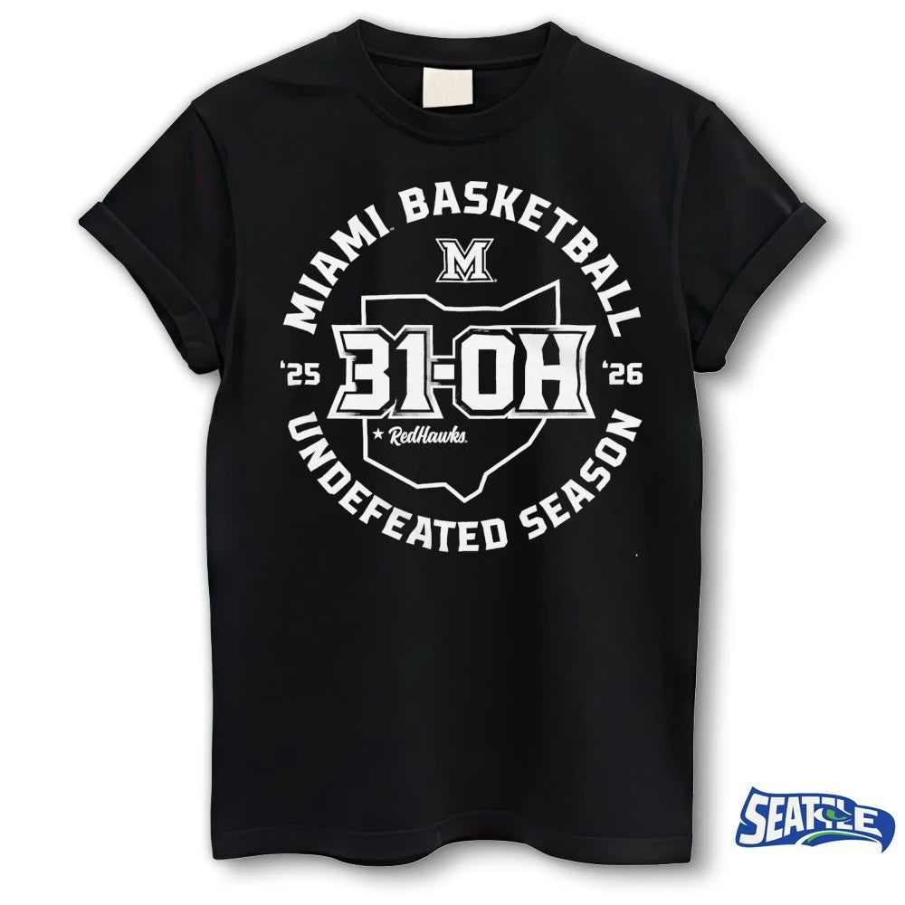 Official 31-OH Miami Redhawks University Basketball Undefeated Season 2025-26 t-shirt
