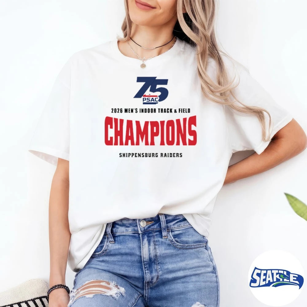 Official 75 PSAC 2026 Men’s Indoor Track &amp; Field Champions Shippensburg Raiders t-shirt