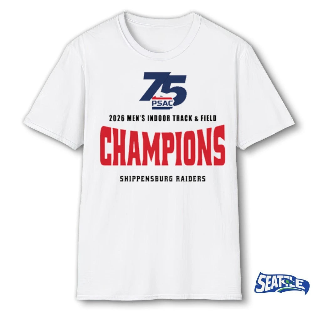Official 75 PSAC 2026 Men’s Indoor Track &amp; Field Champions Shippensburg Raiders t-shirt
