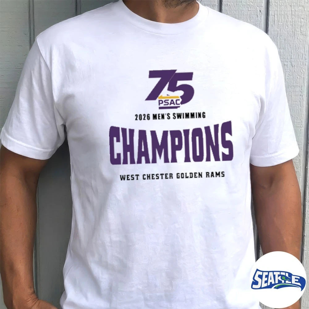 Official 75 PSAC 2026 Men’s Swimming Champions West Chester Golden Rams t-shirt