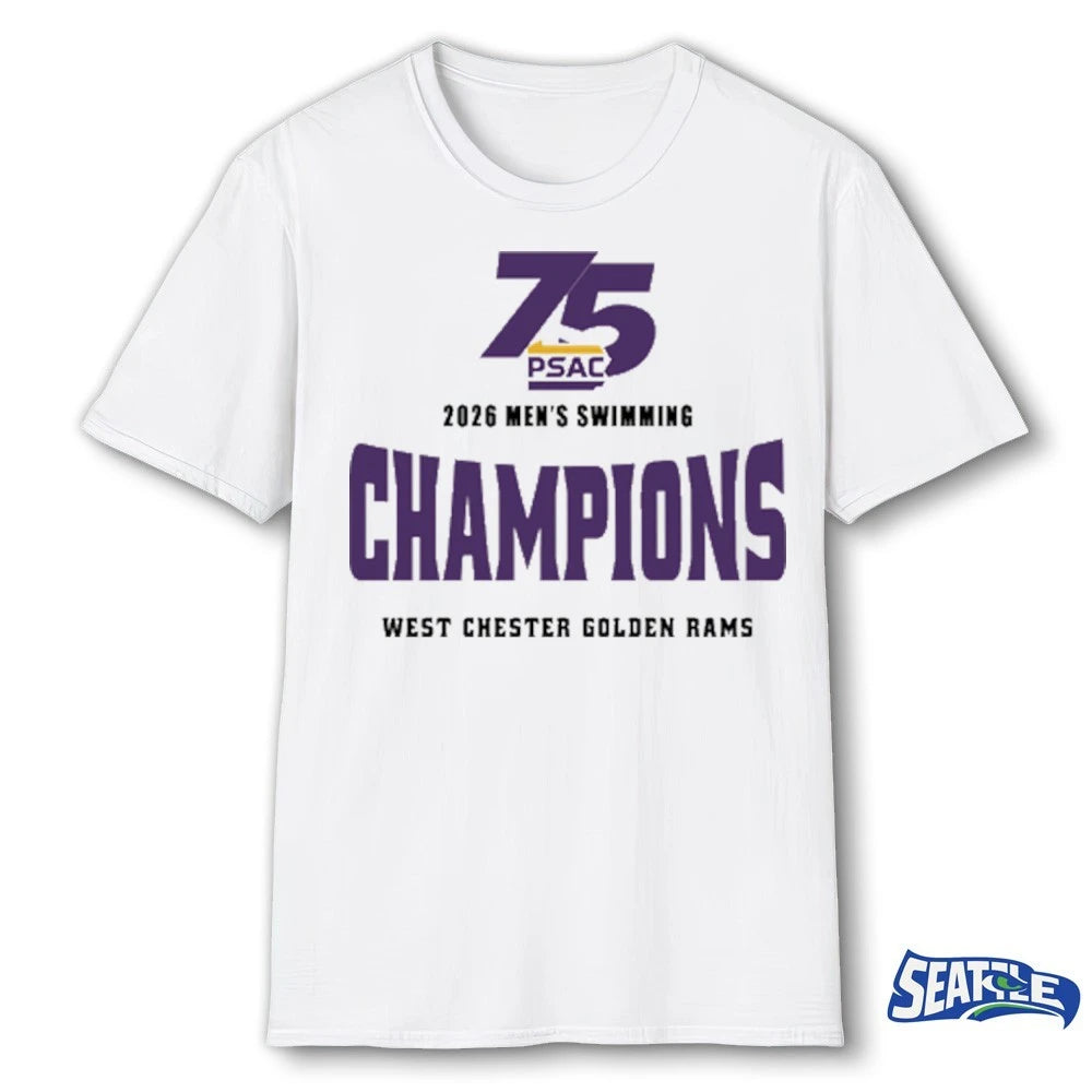 Official 75 PSAC 2026 Men’s Swimming Champions West Chester Golden Rams t-shirt