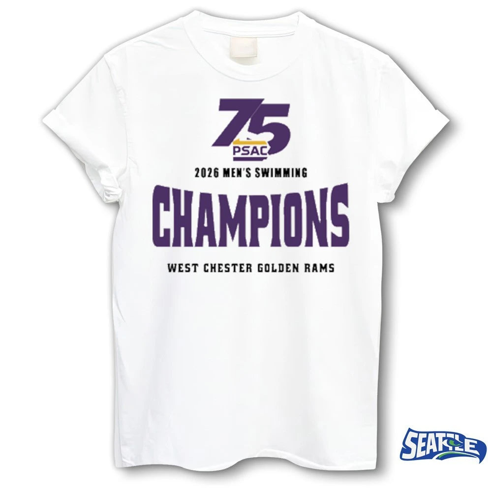 Official 75 PSAC 2026 Men’s Swimming Champions West Chester Golden Rams t-shirt