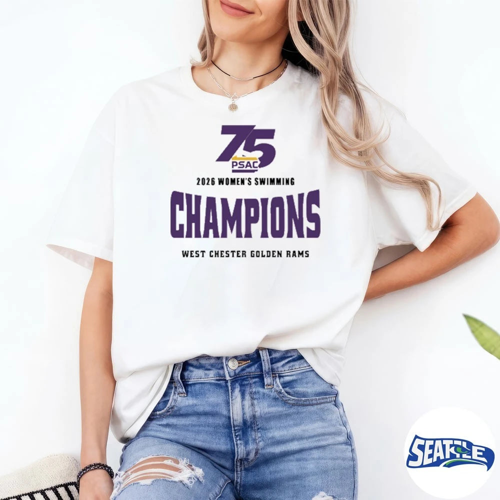Official 75 PSAC 2026 Women’s Swimming Champions West Chester Golden Rams t-shirt