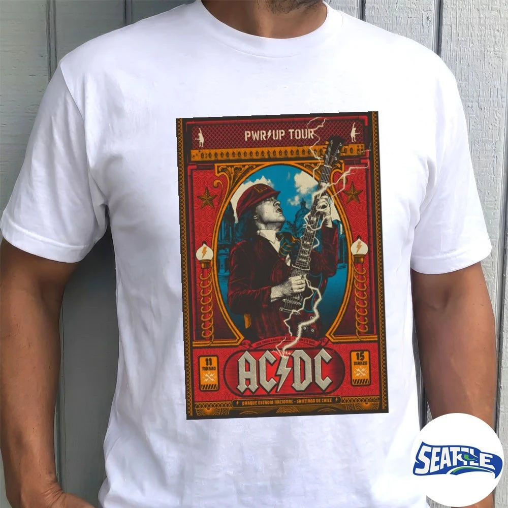 Official AC DC Pwr Up Tour March 11 – 15 2026 Santiago Chile Poster t-shirt