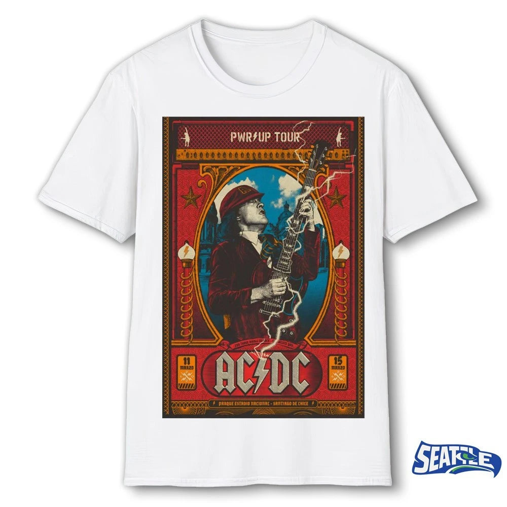 Official AC DC Pwr Up Tour March 11 – 15 2026 Santiago Chile Poster t-shirt
