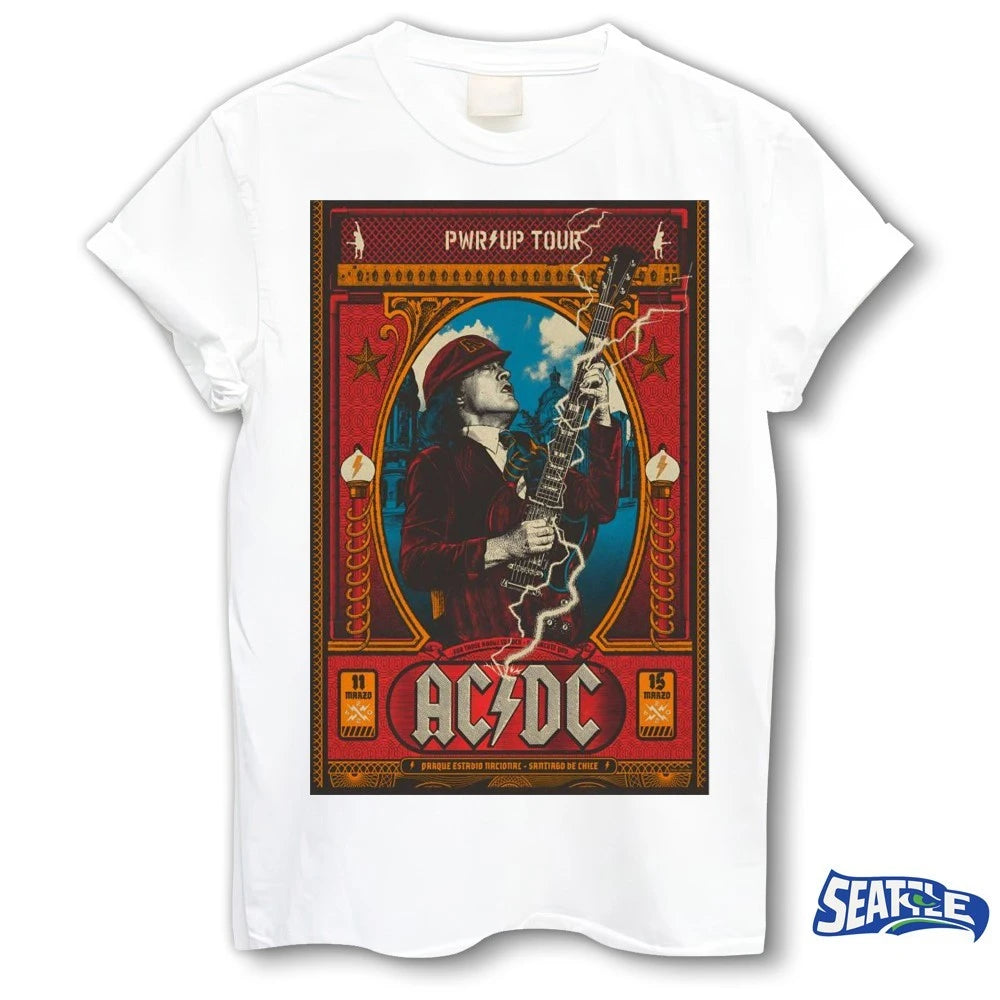 Official AC DC Pwr Up Tour March 11 – 15 2026 Santiago Chile Poster t-shirt