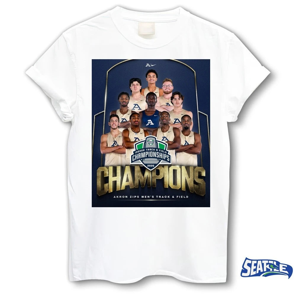 Official Akron Zips 2026 Men’s MAC Indoor Track &amp; Field Championships Poster t-shirt
