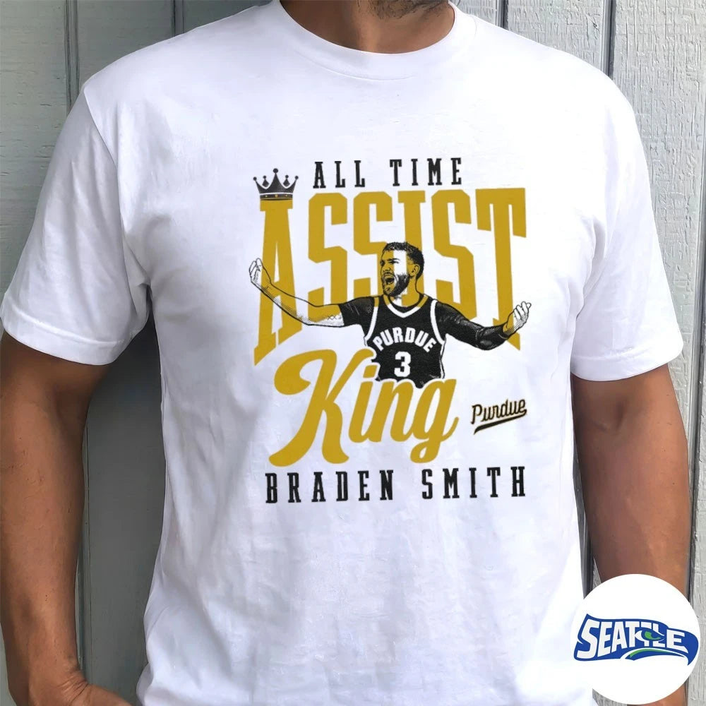 Official All-Time Assist King Braden Smith Purdue Boilermakers Basketball t-shirt