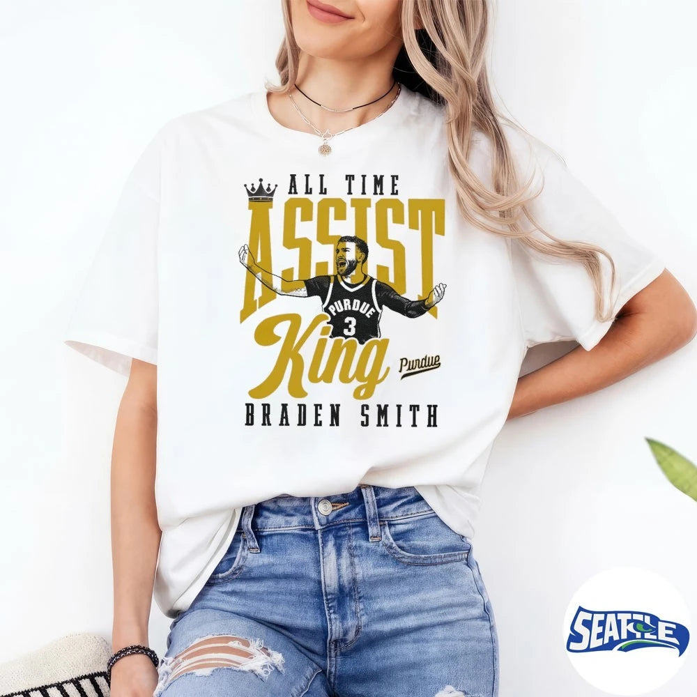 Official All-Time Assist King Braden Smith Purdue Boilermakers Basketball t-shirt