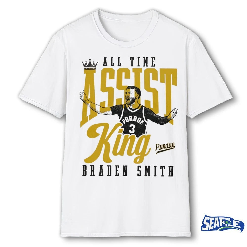 Official All-Time Assist King Braden Smith Purdue Boilermakers Basketball t-shirt