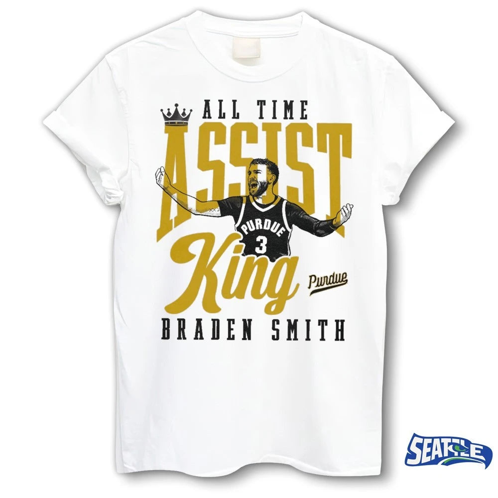 Official All-Time Assist King Braden Smith Purdue Boilermakers Basketball t-shirt