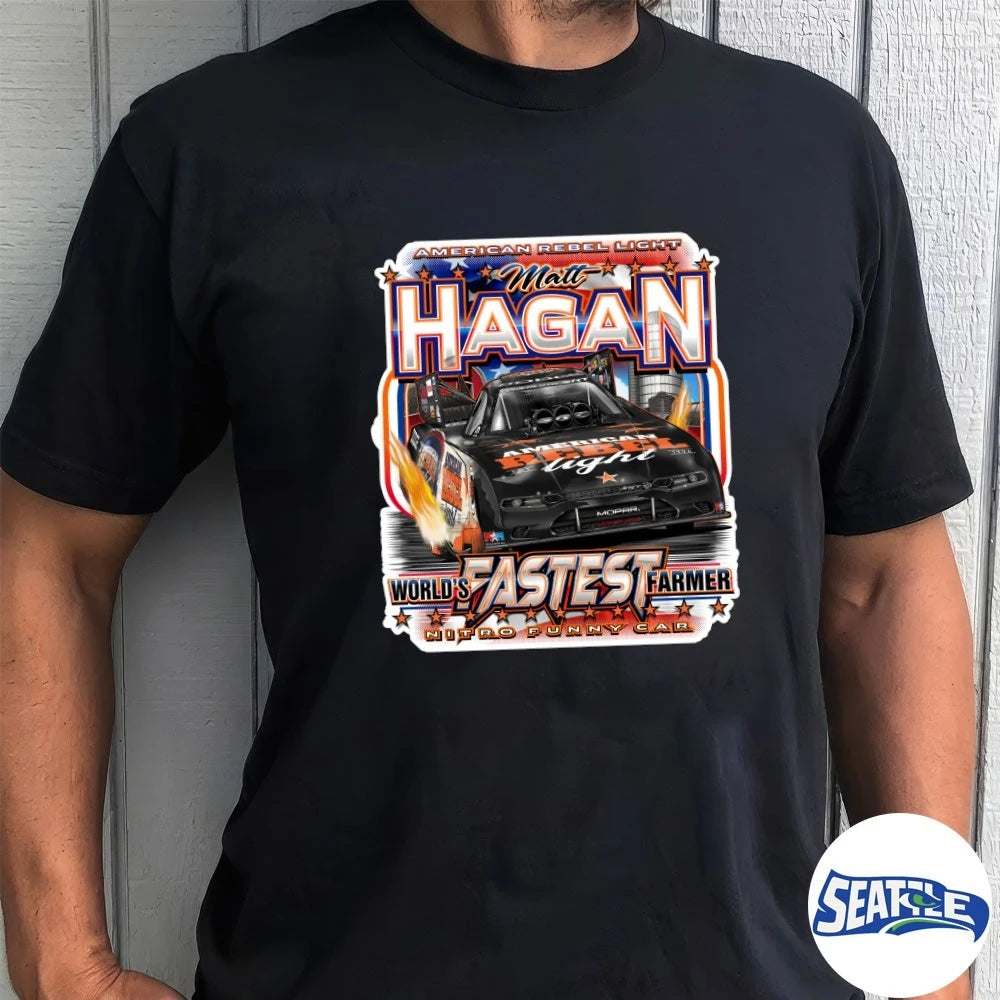 Official American Rebel Light Matt Hagan World’s Fastest Farmer Nitro Funny Car t-shirt